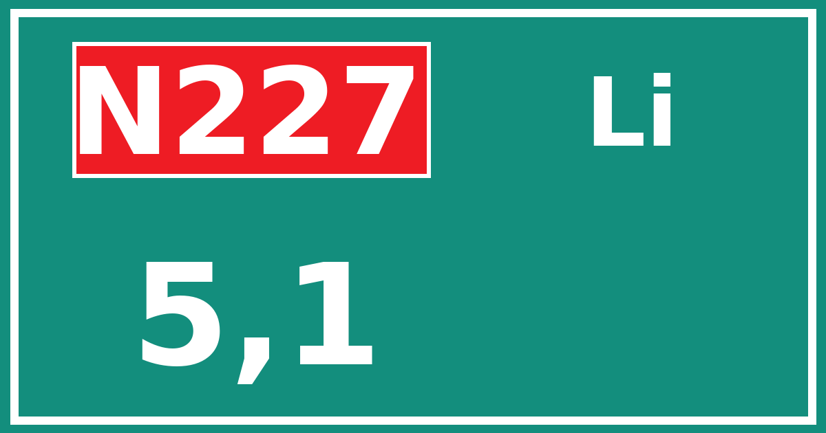 Hectometerbord N227 5,1 zijde Li