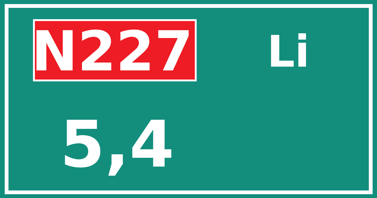 Hectometerbord N227 5,4 zijde Li