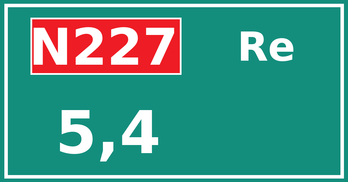 Hectometerbord N227 5,4 zijde Re