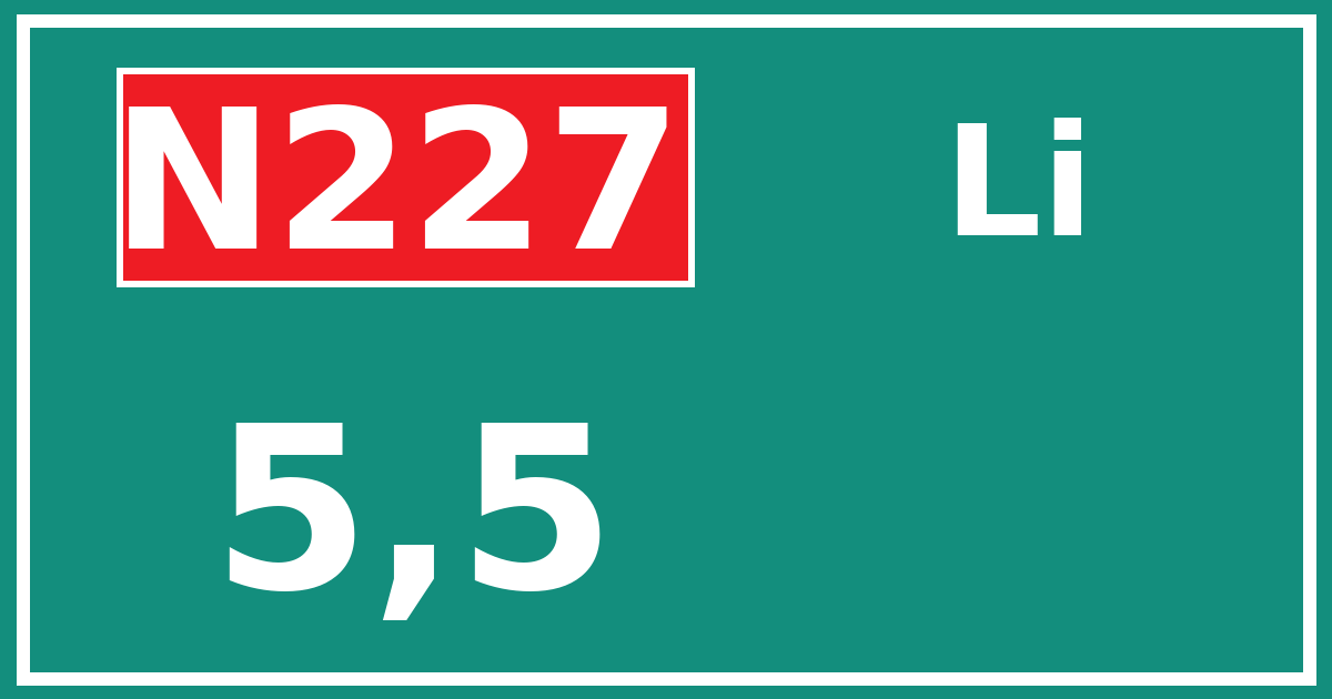 Hectometerbord N227 5,5 zijde Li