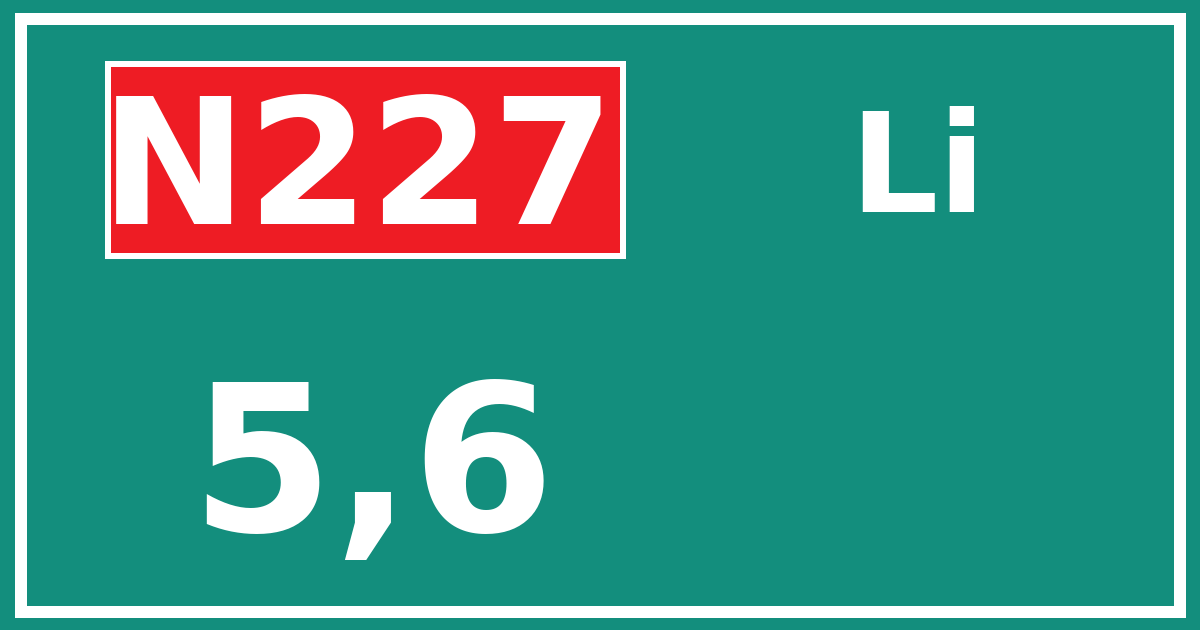 Hectometerbord N227 5,6 zijde Li