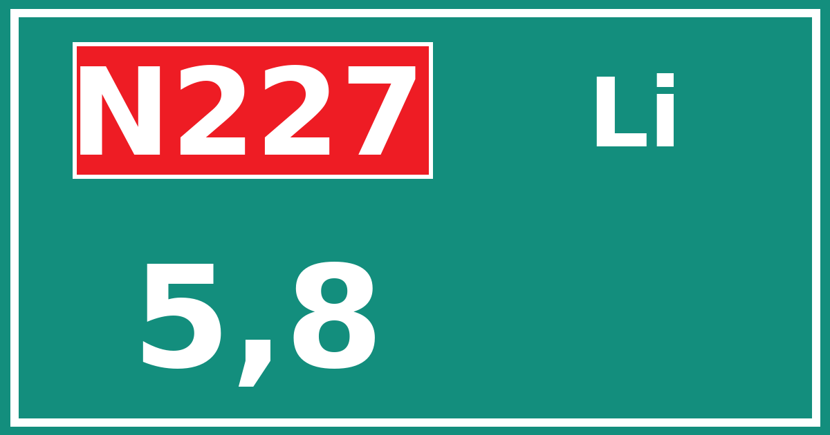 Hectometerbord N227 5,8 zijde Li