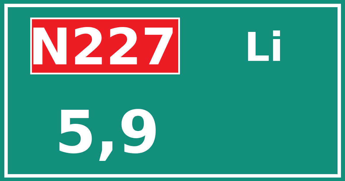 Hectometerbord N227 5,9 zijde Li