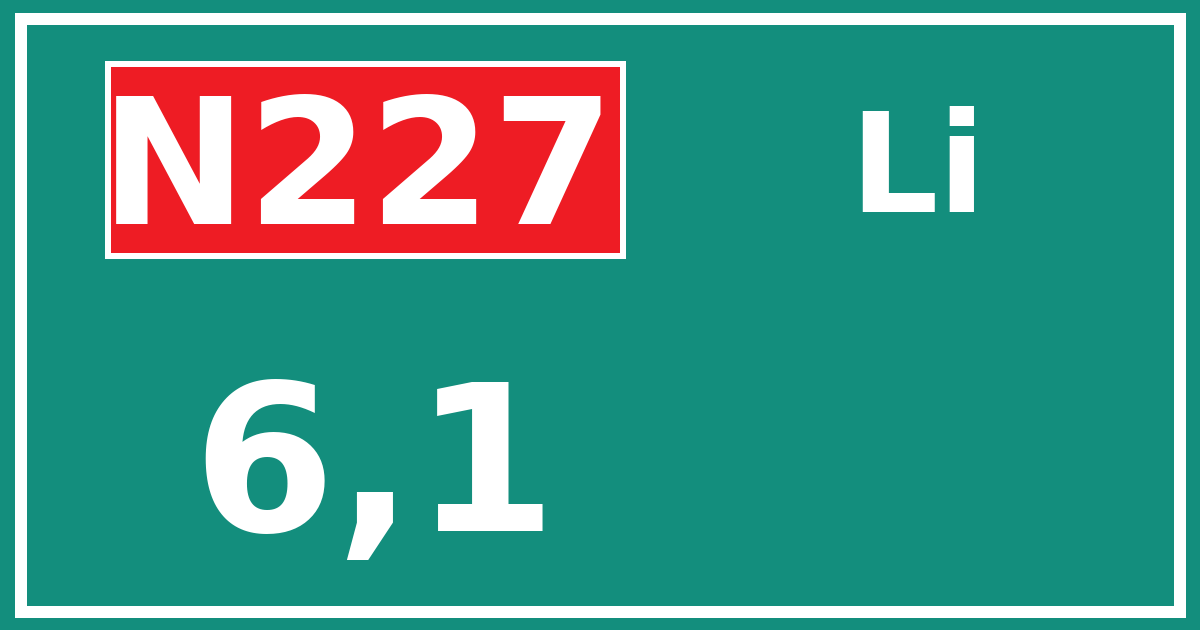 Hectometerbord N227 6,1 zijde Li