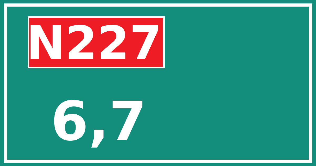 Hectometerbord N227 6,7