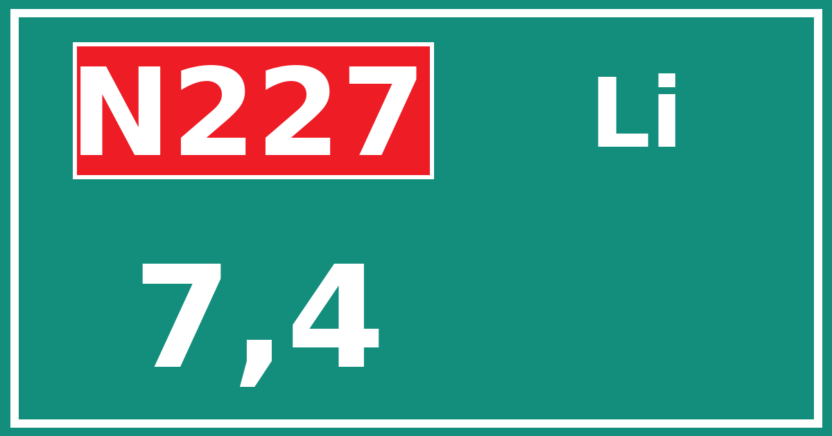 Hectometerbord N227 7,4 zijde Li