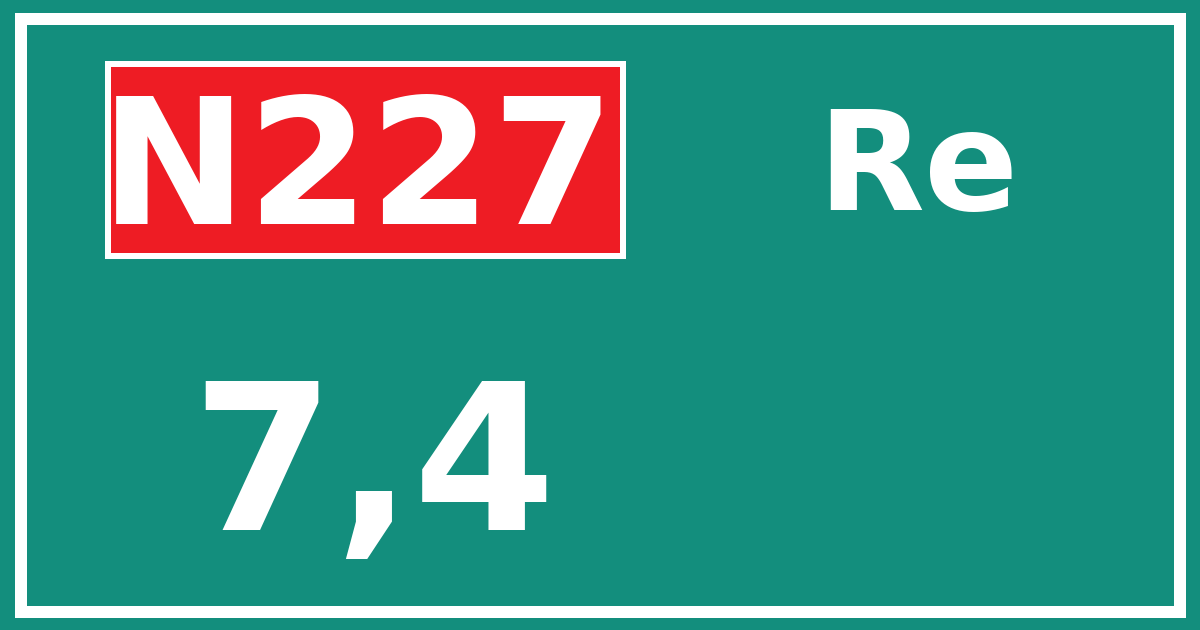 Hectometerbord N227 7,4 zijde Re