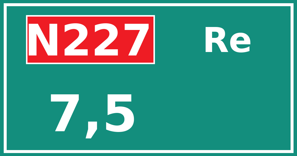 Hectometerbord N227 7,5 zijde Re