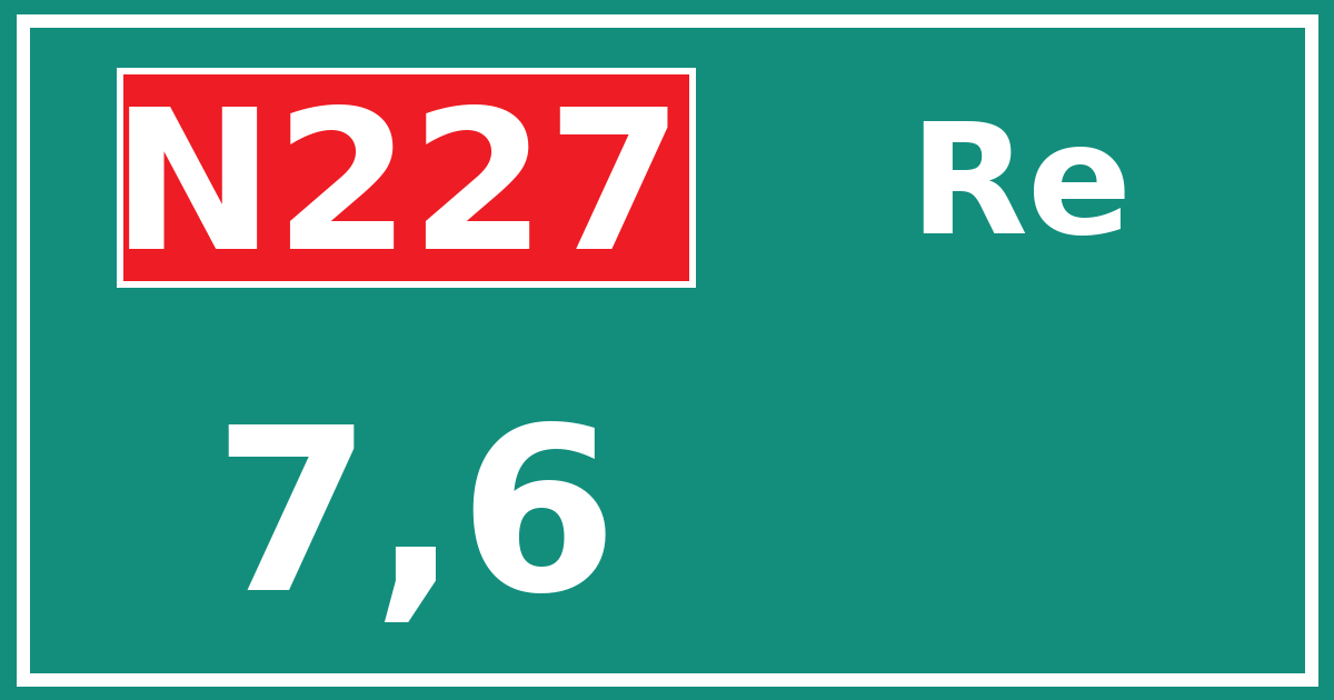 Hectometerbord N227 7,6 zijde Re