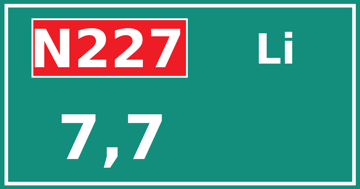 Hectometerbord N227 7,7 zijde Li
