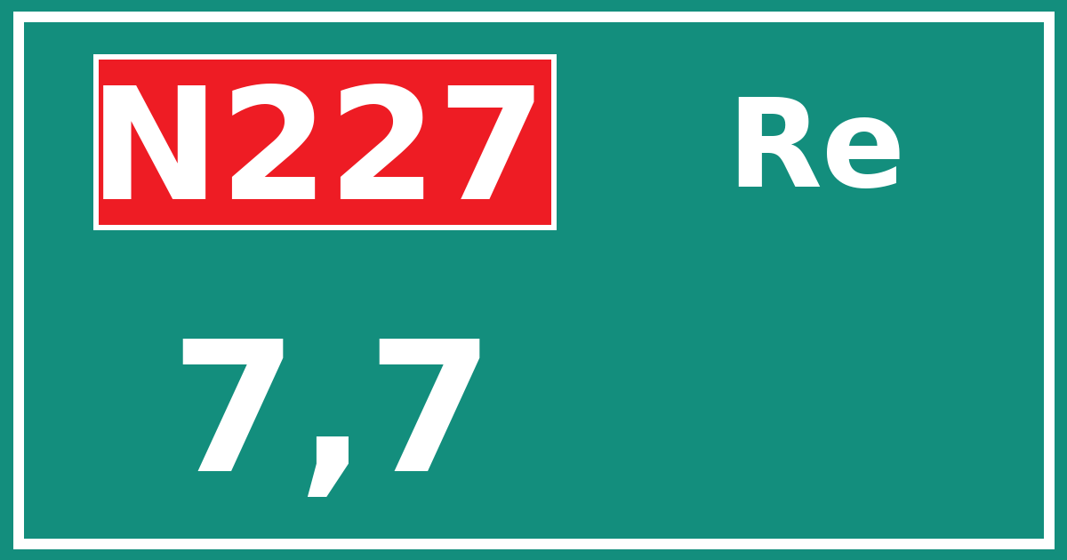 Hectometerbord N227 7,7 zijde Re