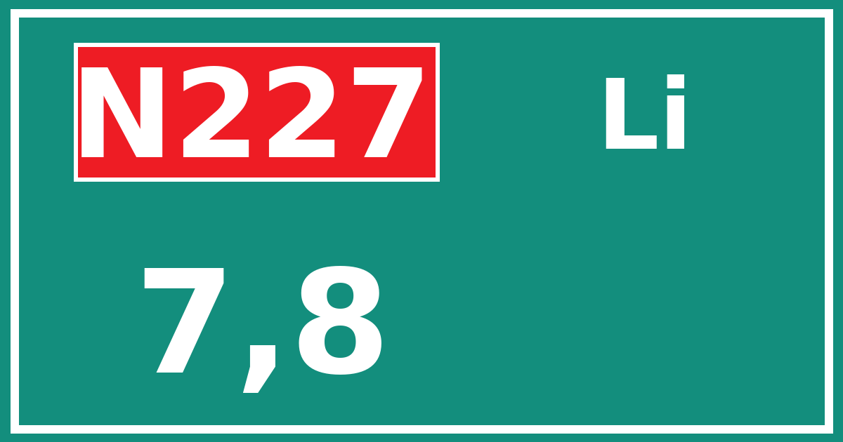 Hectometerbord N227 7,8 zijde Li