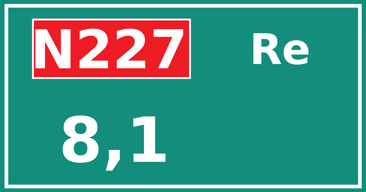 Hectometerbord N227 8,1 zijde Re