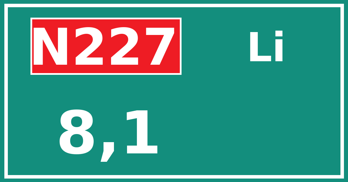 Hectometerbord N227 8,1 zijde Li