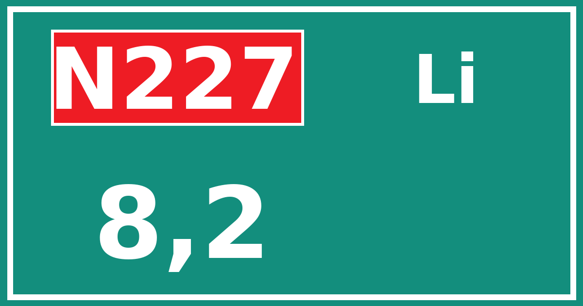 Hectometerbord N227 8,2 zijde Li