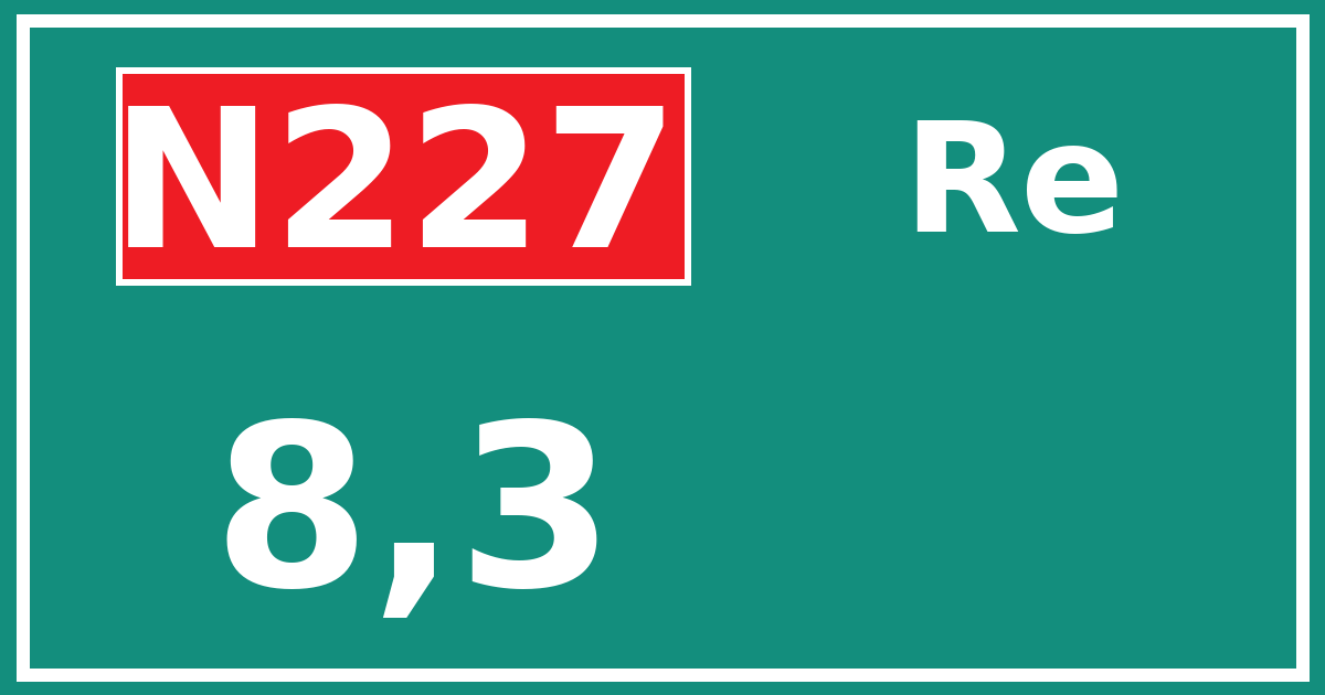 Hectometerbord N227 8,3 zijde Re