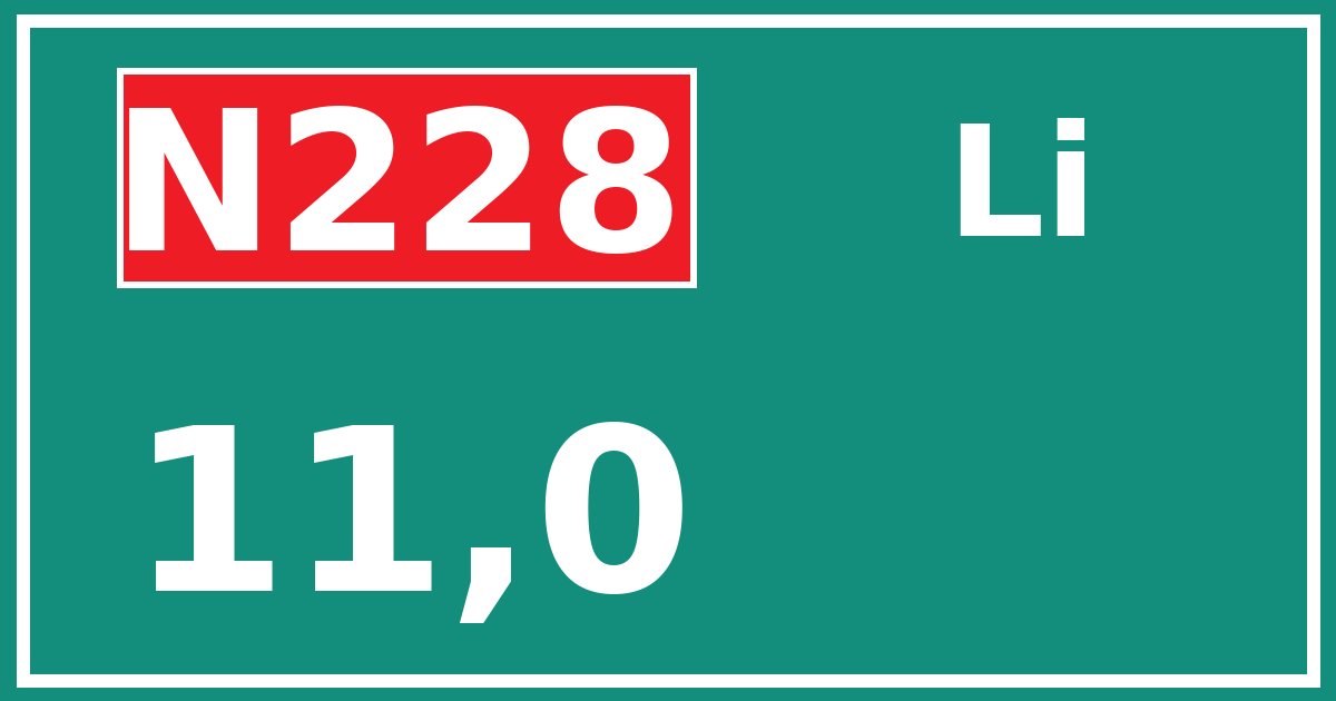 Hectometerbord N228 11,0 zijde Li
