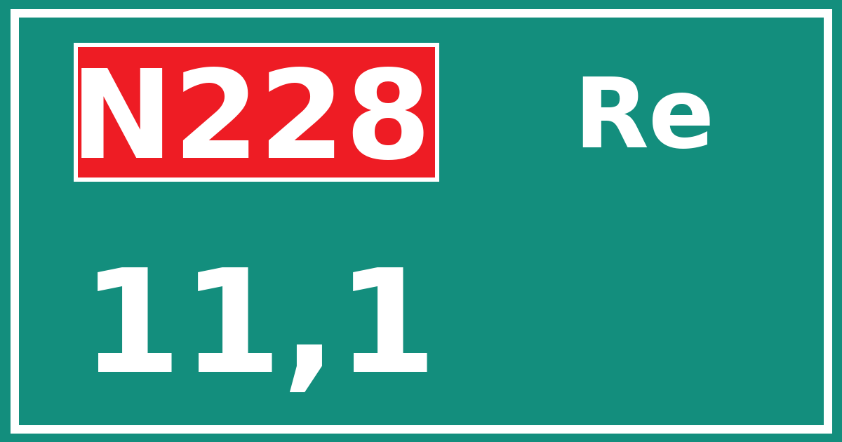 Hectometerbord N228 11,1 zijde Re