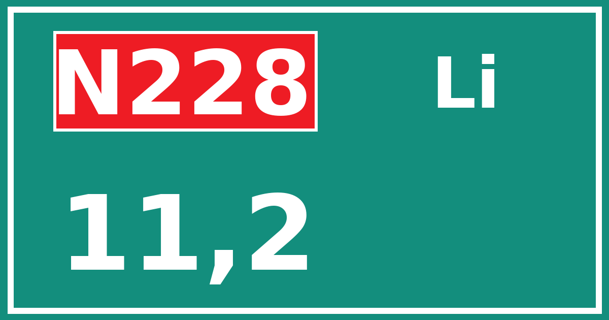 Hectometerbord N228 11,2 zijde Li