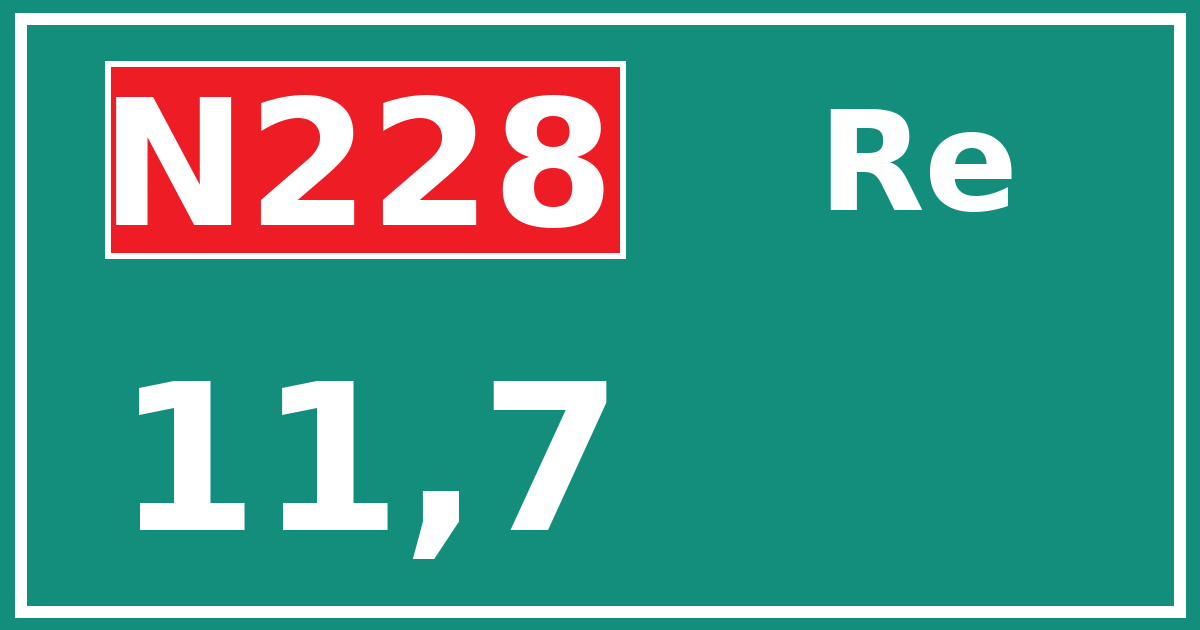 Hectometerbord N228 11,7 zijde Re