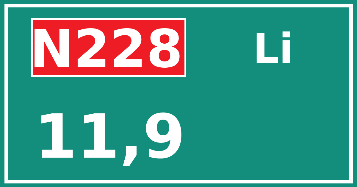 Hectometerbord N228 11,9 zijde Li
