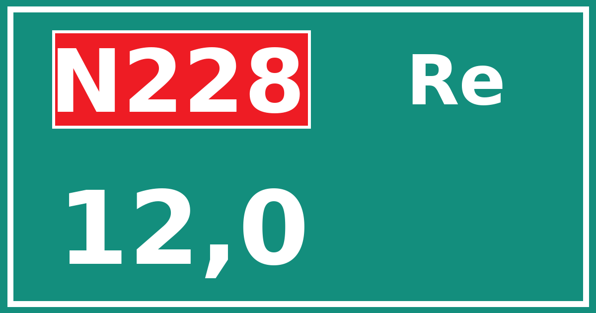 Hectometerbord N228 12,0 zijde Re