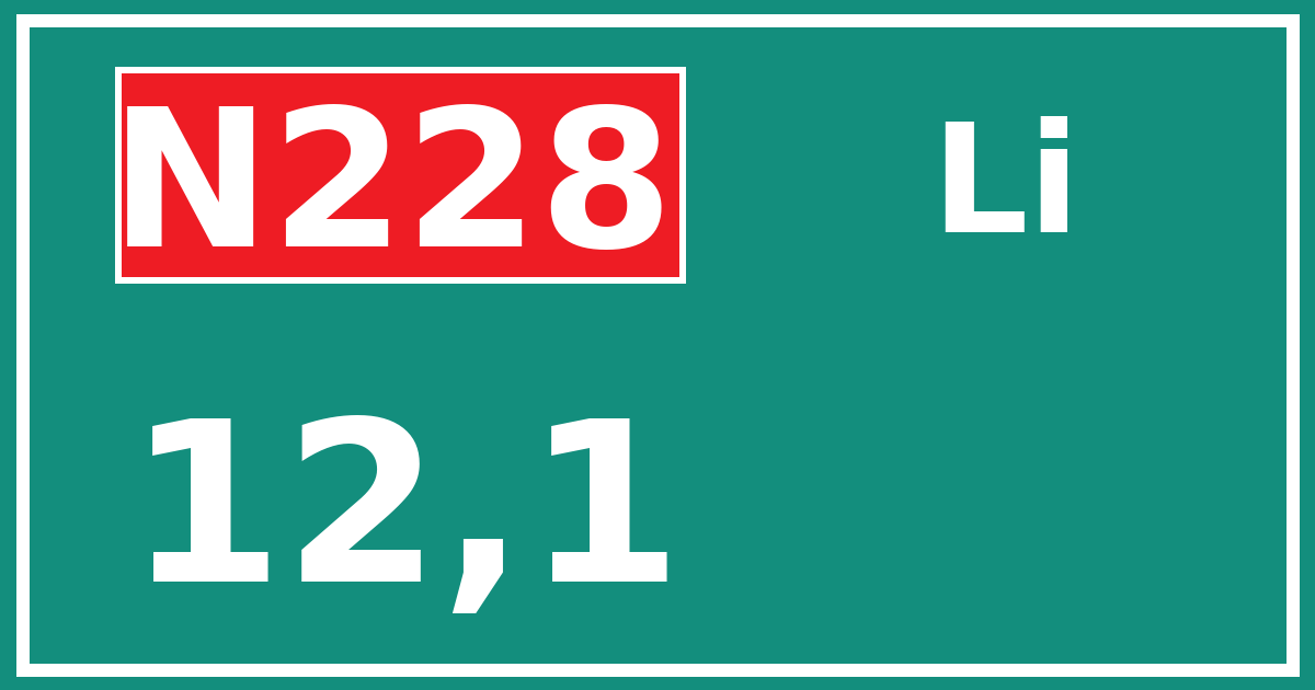 Hectometerbord N228 12,1 zijde Li