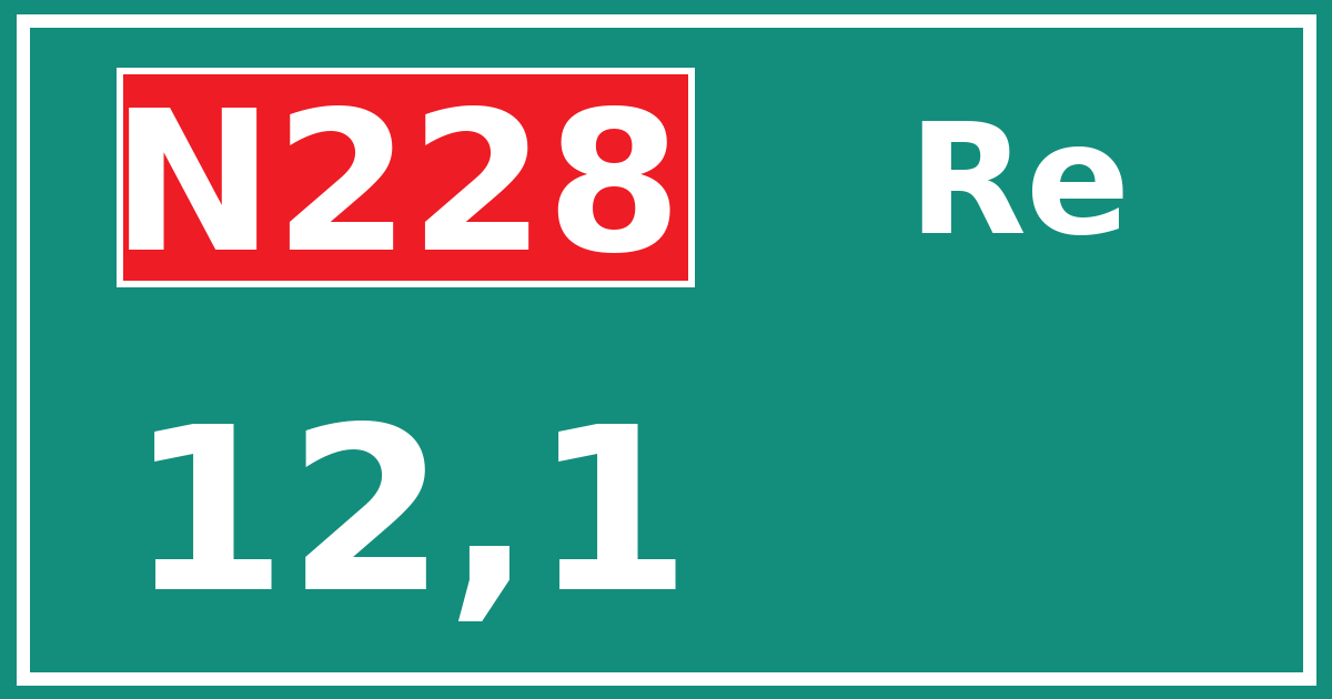 Hectometerbord N228 12,1 zijde Re