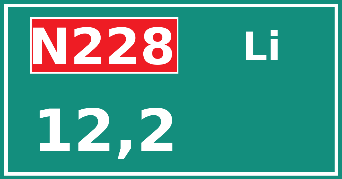 Hectometerbord N228 12,2 zijde Li