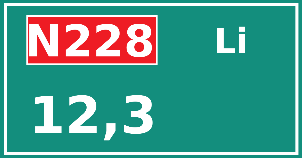 Hectometerbord N228 12,3 zijde Li
