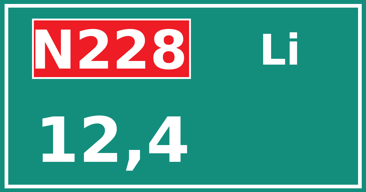 Hectometerbord N228 12,4 zijde Li