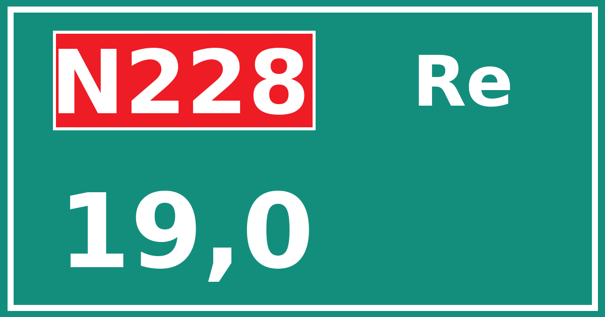 Hectometerbord N228 19,0 zijde Re