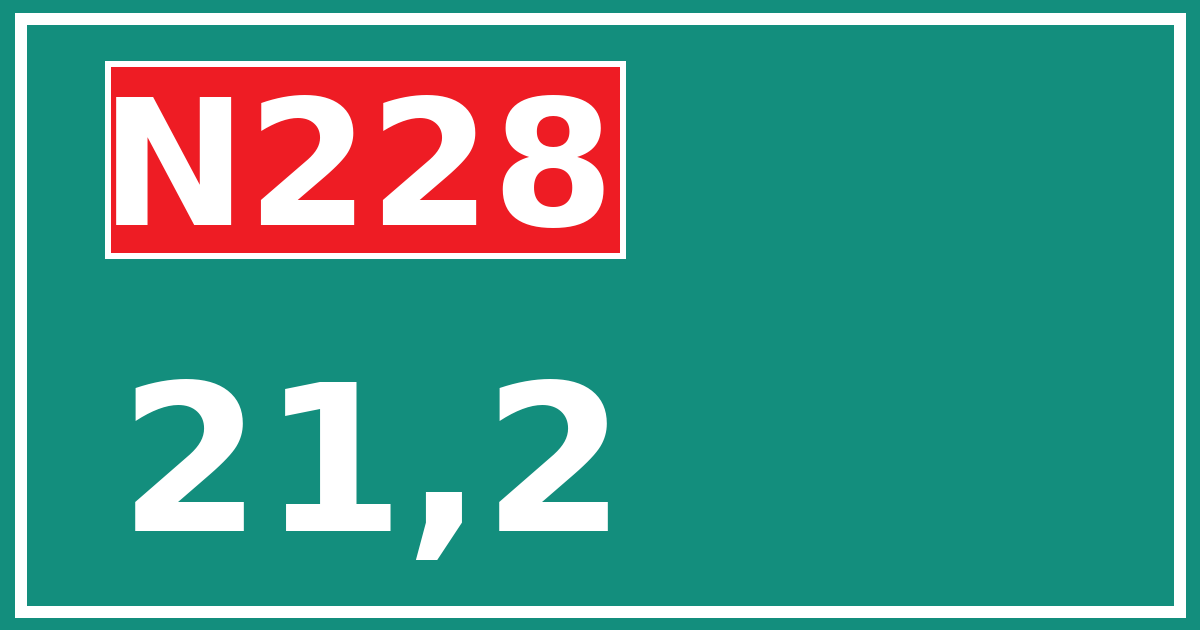 Hectometerbord N228 21,2