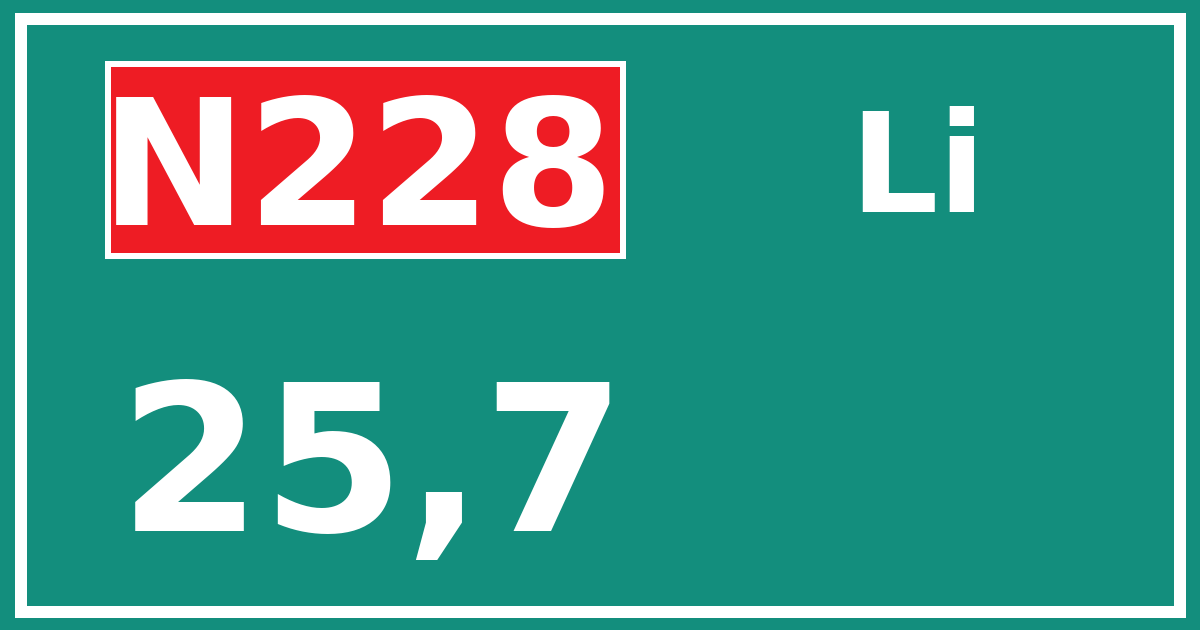 Hectometerbord N228 25,7 zijde Li