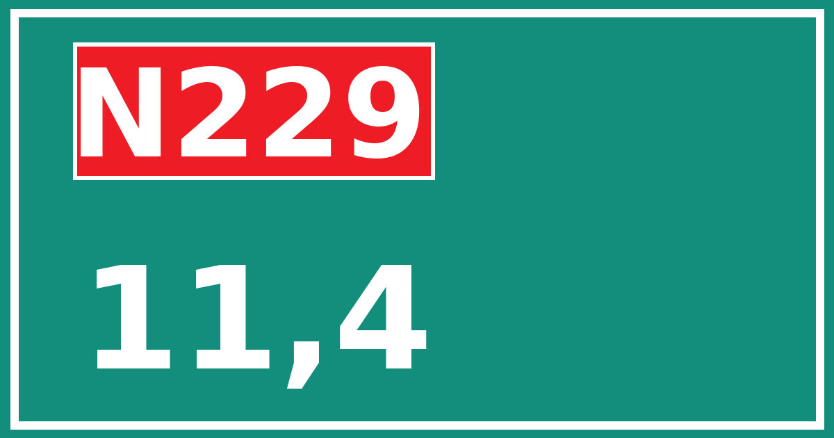 Hectometerbord N229 11,4
