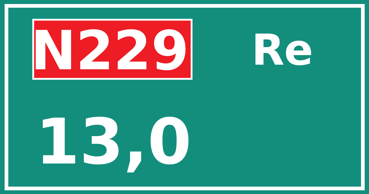 Hectometerbord N229 13,0 zijde Re