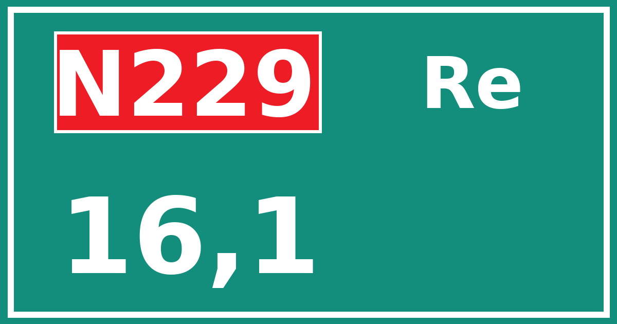 Hectometerbord N229 16,1 zijde Re