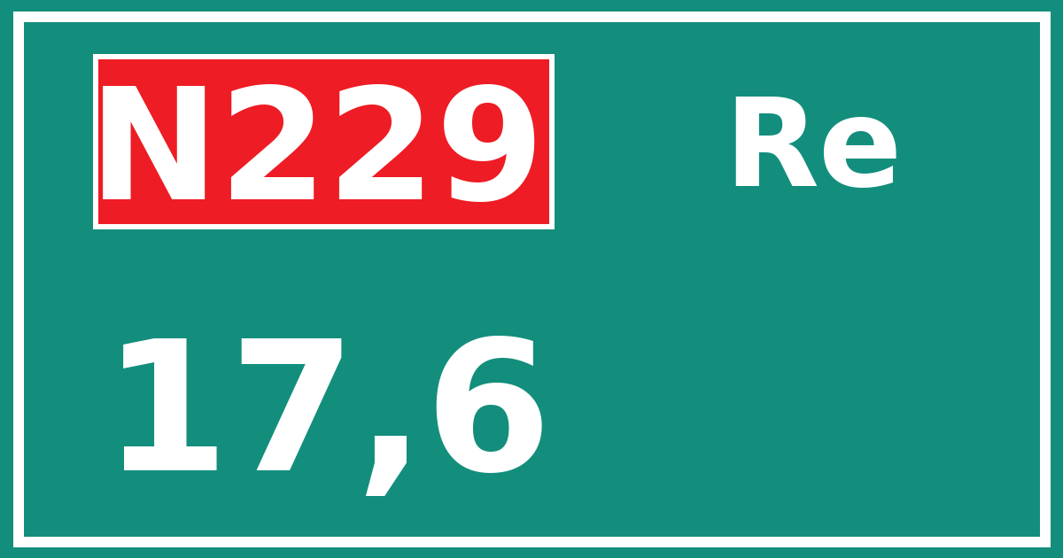 Hectometerbord N229 17,6 zijde Re