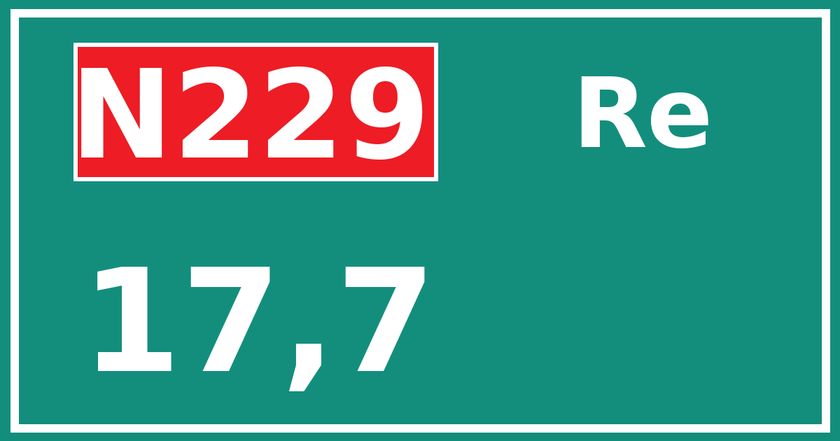 Hectometerbord N229 17,7 zijde Re