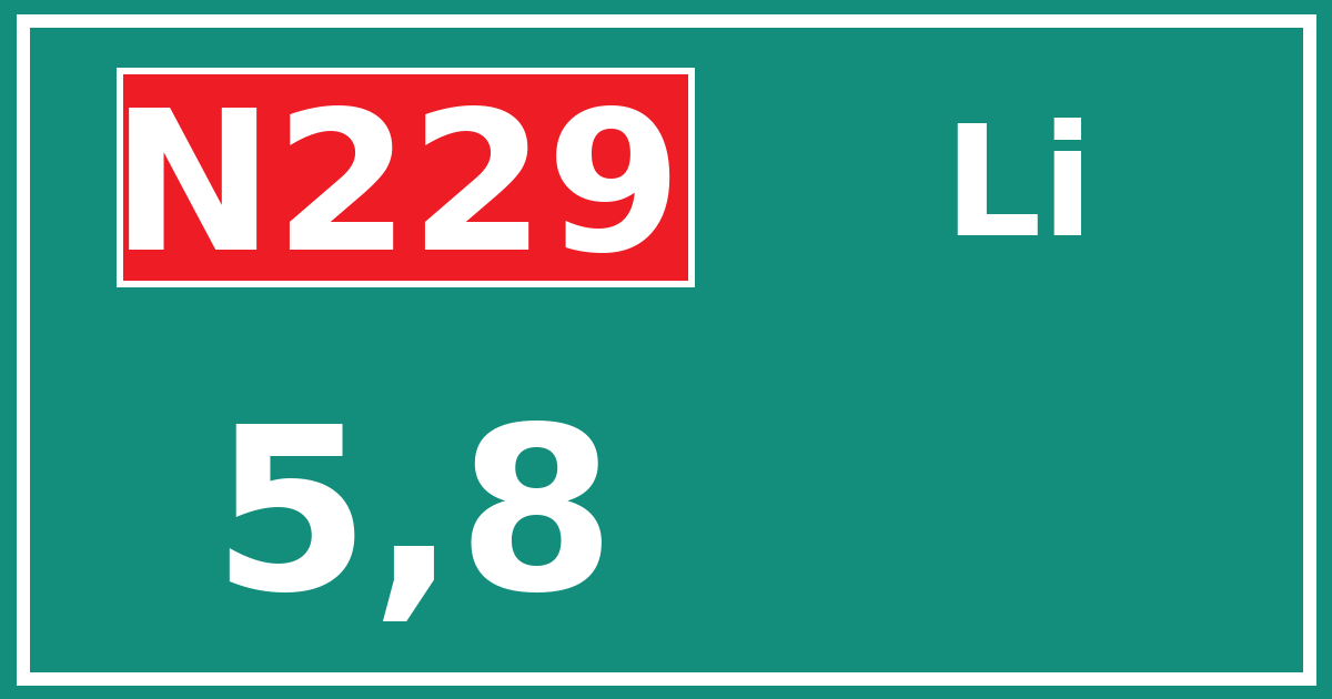 Hectometerbord N229 5,8 zijde Li