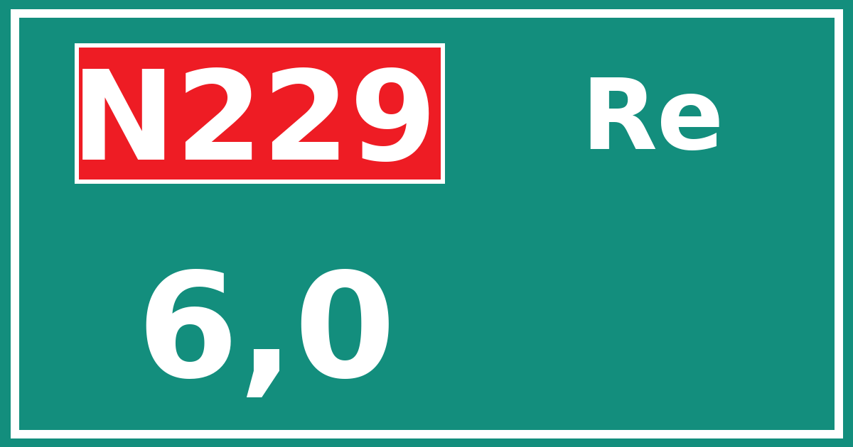 Hectometerbord N229 6,0 zijde Re