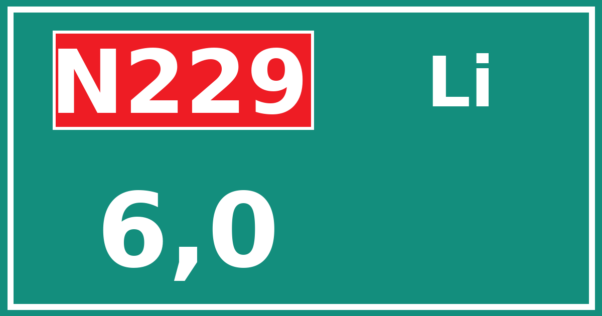 Hectometerbord N229 6,0 zijde Li
