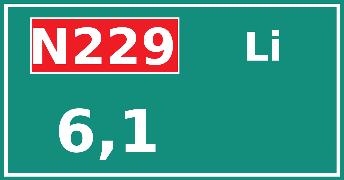 Hectometerbord N229 6,1 zijde Li