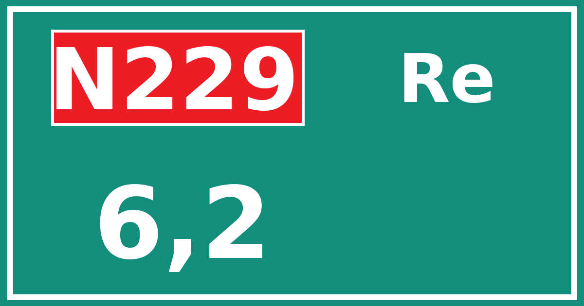 Hectometerbord N229 6,2 zijde Re