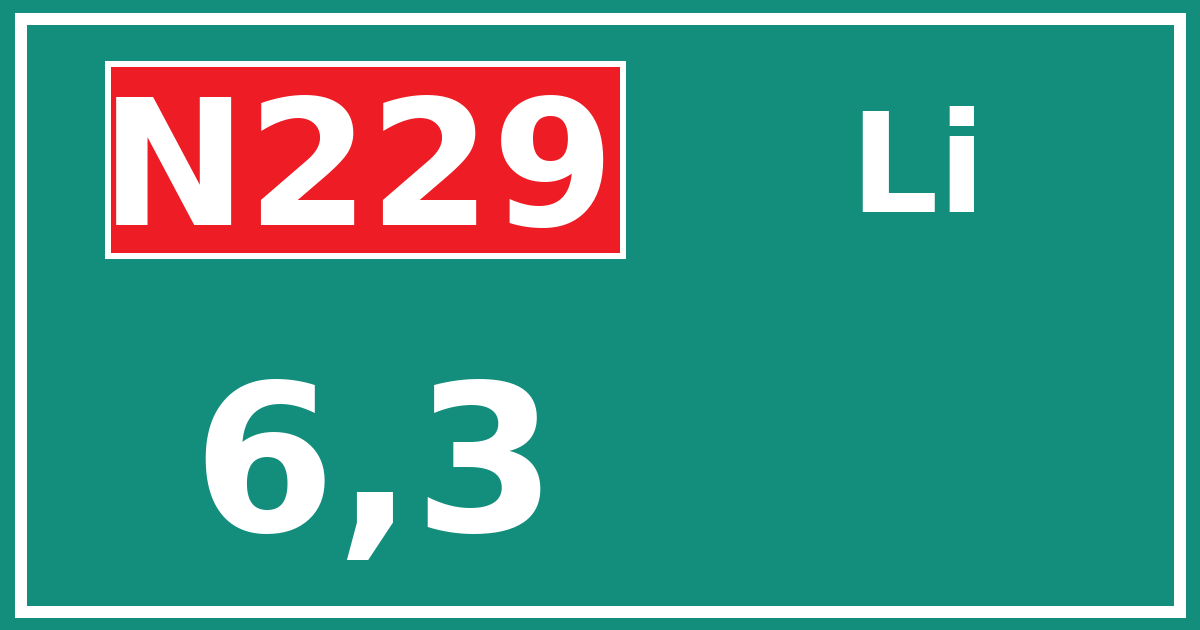Hectometerbord N229 6,3 zijde Li