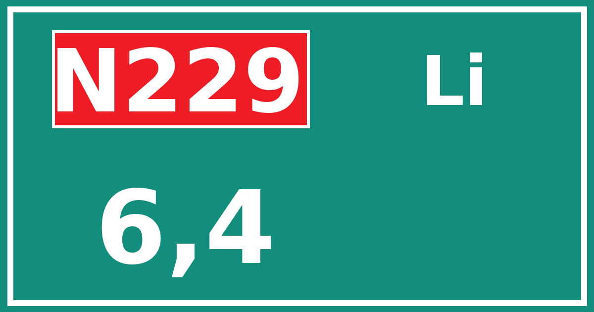 Hectometerbord N229 6,4 zijde Li