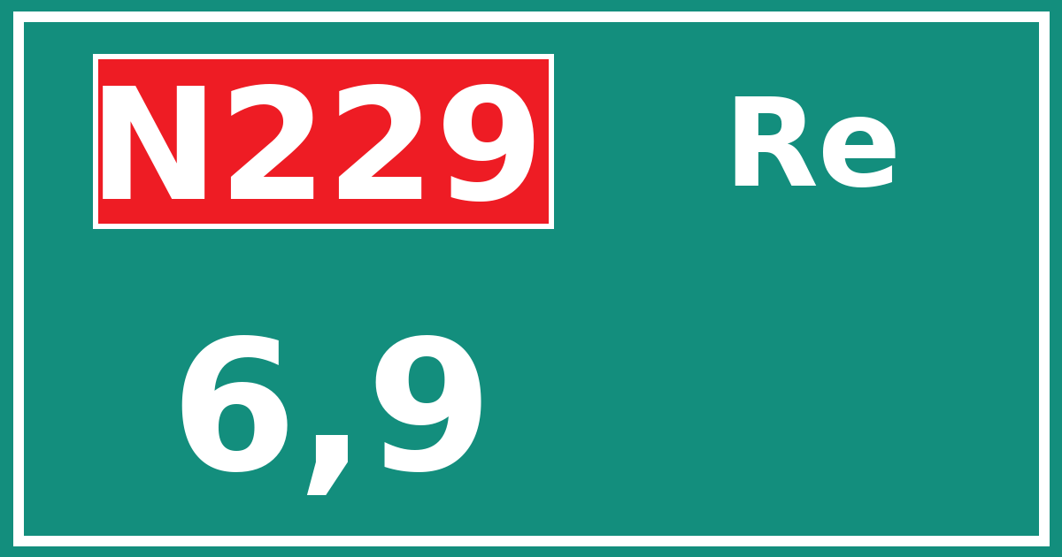 Hectometerbord N229 6,9 zijde Re