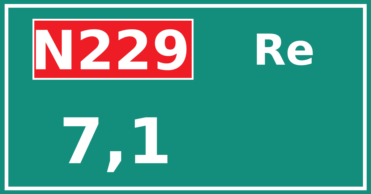 Hectometerbord N229 7,1 zijde Re