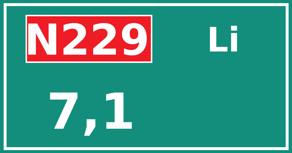 Hectometerbord N229 7,1 zijde Li