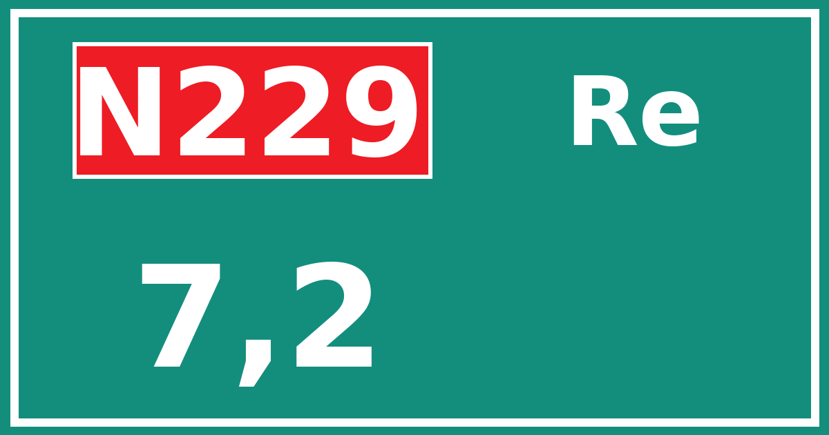 Hectometerbord N229 7,2 zijde Re